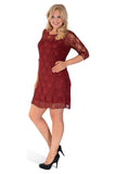 Cream Lace Lined 3/4 Knee Length Dress For Women 22-24 - Dropwear
