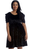 Black Plus Size Skater Style Velvet Cross Back Dress For Women 26-28 - Dropwear