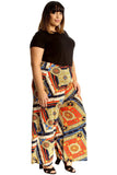 White Plus Size Baroque Paisley Print Palazzo Trouser For Women 16-18 - Dropwear