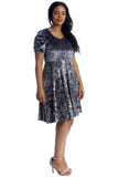 Grey Plus Size Skater Style Velvet Cross Back Dress For Women 14 - Dropwear