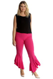 Cerise Plus Size Frill Asymmetric Hem Plain Trousers For Women 16-18 - Dropwear