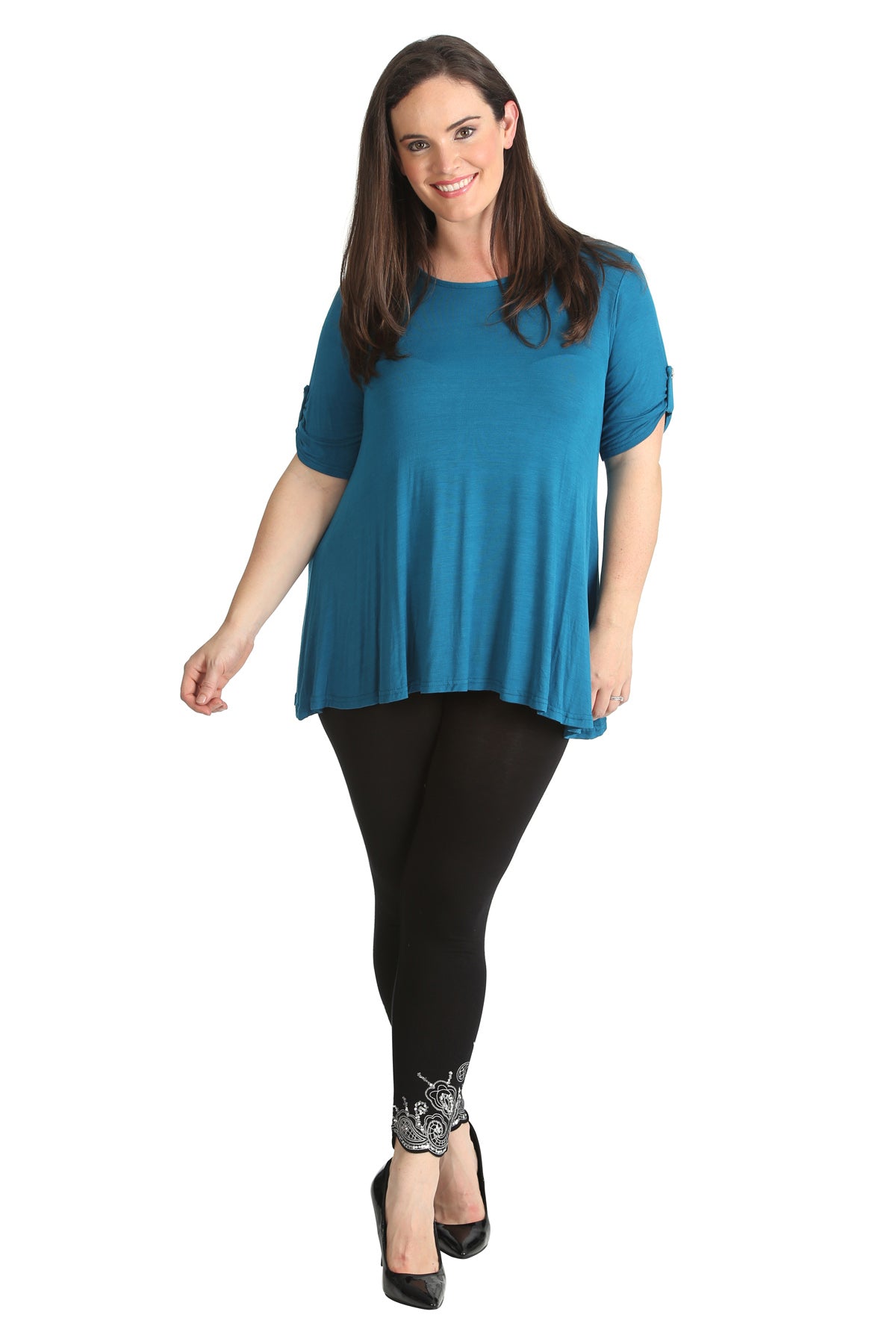 Royal Blue Womens Scoop Neck Flared Ladies Plain Tops For Women 20 - Dropwear