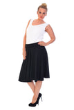 Black Flared Elastic Waist Skater Skirt For Women 18 - Dropwear