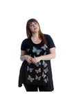 Red Butterfly Hanky Hem Short Sleeve Top For Women 20 - Dropwear