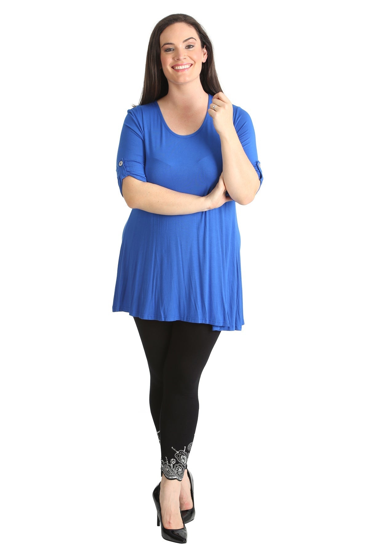 Royal Blue Womens Scoop Neck Flared Ladies Plain Tops For Women 14 - Dropwear
