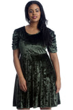 Black Plus Size Skater Style Velvet Cross Back Dress For Women 18 - Dropwear
