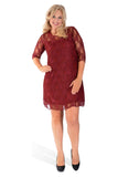 Cream Lace Lined 3/4 Knee Length Dress For Women 20 - Dropwear