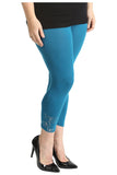 Green Plus Size 3/4 Butterfly Sequin Leggings For Women 28-30 - Dropwear