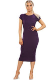 Khaki Green Plus Size Plain Cap Sleeve Stretch Jersey Midi Dress For Women 20-22 - Dropwear