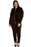 Black Long Sleeve Velour Velvet Bomber Jacket For Women 20 - Dropwear