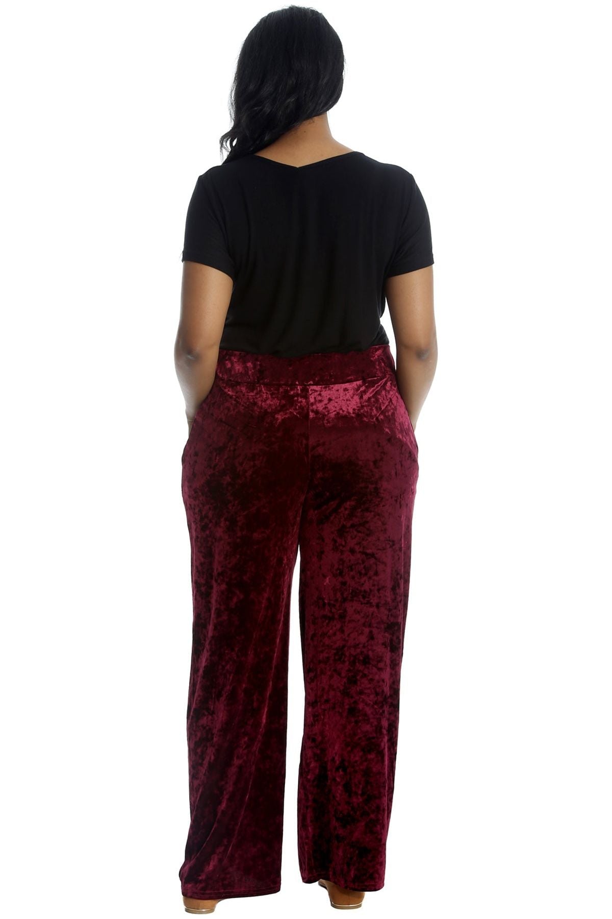 Velour Velvet Wide Flared Leg Pocket Palazzo For Women  - Dropwear