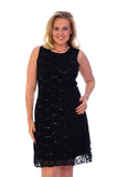 Black Floral Lace Sequin Ladies Sleeveless Party Dress For Women 12-14 - Dropwear