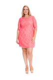 Cerise Lace Lined 3/4 Knee Length Dress For Women 16 - Dropwear