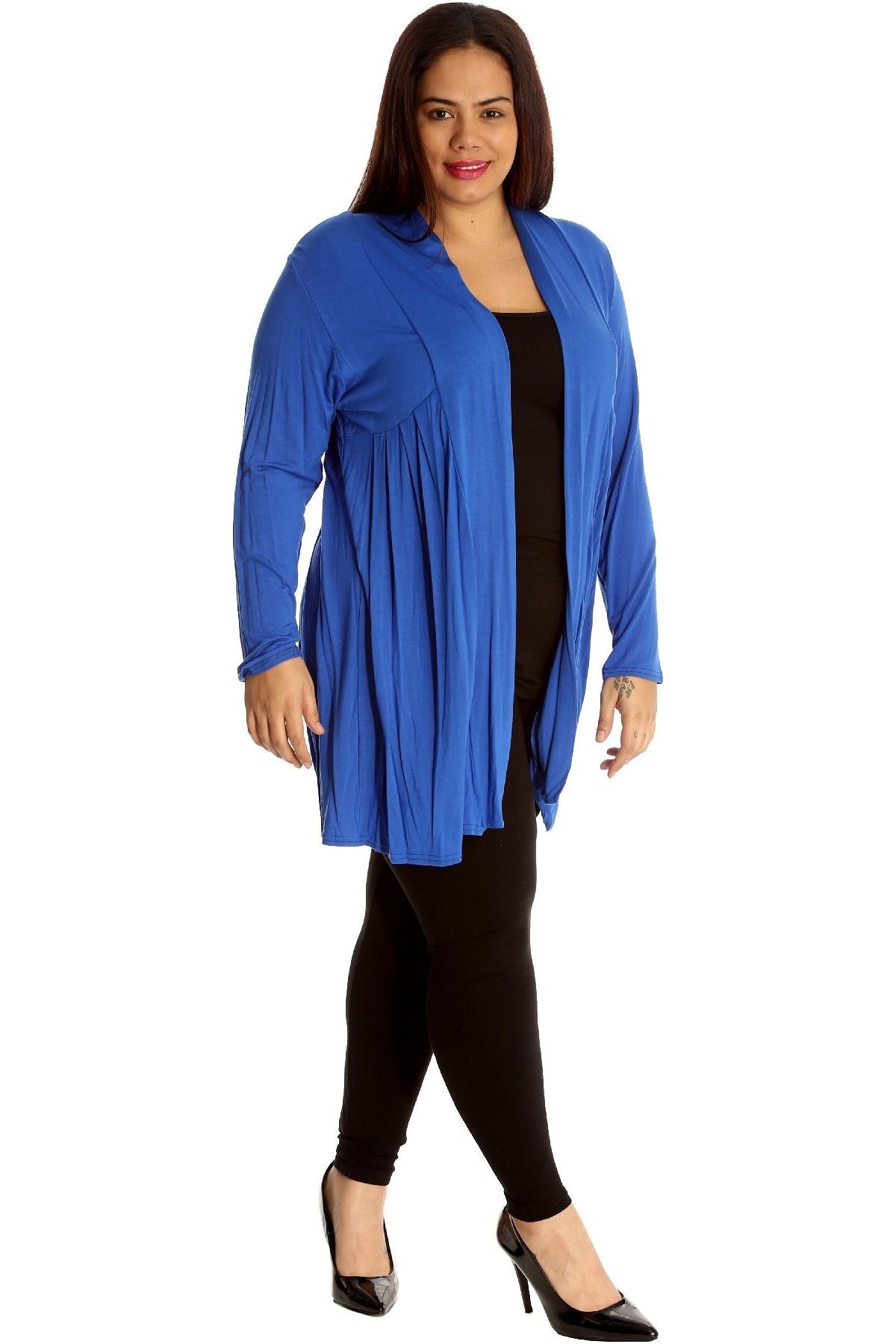 Plus Size Lace Back Open Pleated Cardigan For Women  - Dropwear