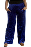 Black Velour Velvet Wide Flared Leg Pocket Palazzo For Women 12-14 - Dropwear