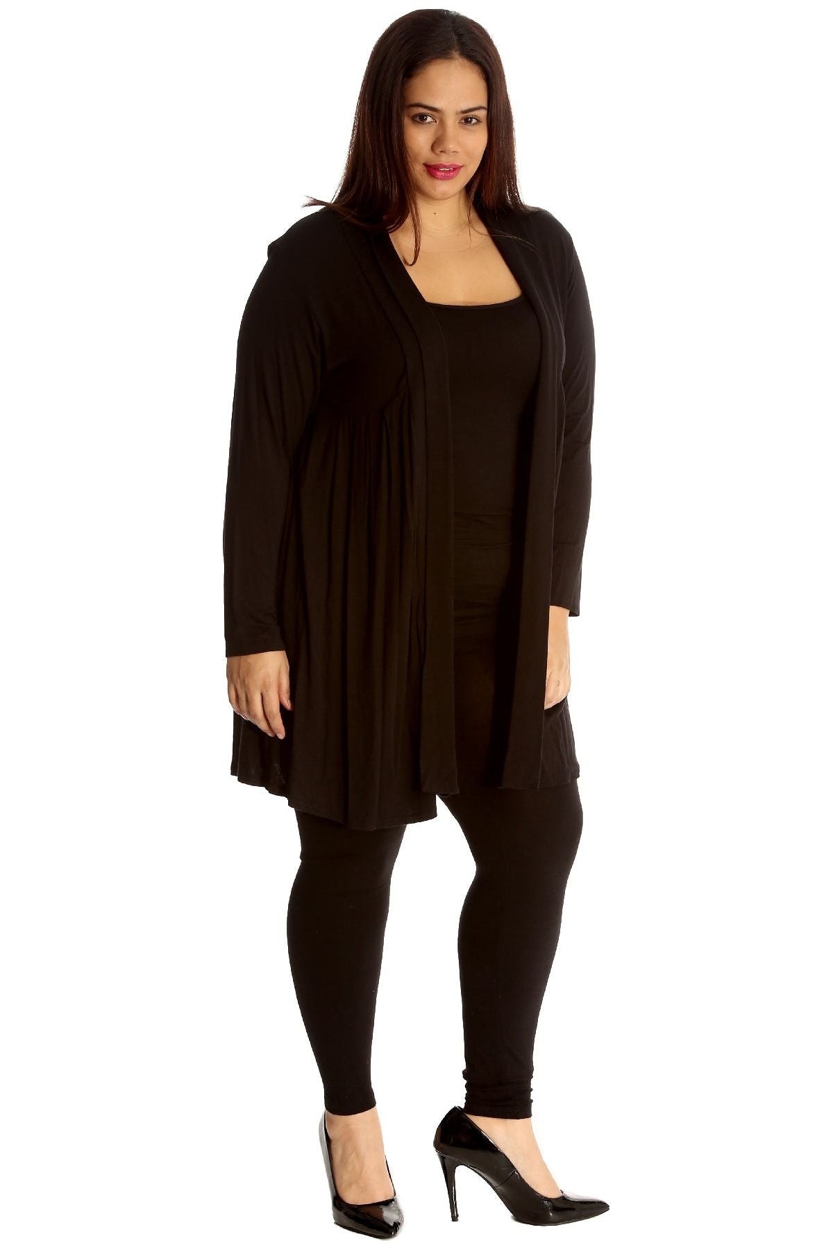 Turquoise Plus Size Lace Back Open Pleated Cardigan For Women 16-18 - Dropwear