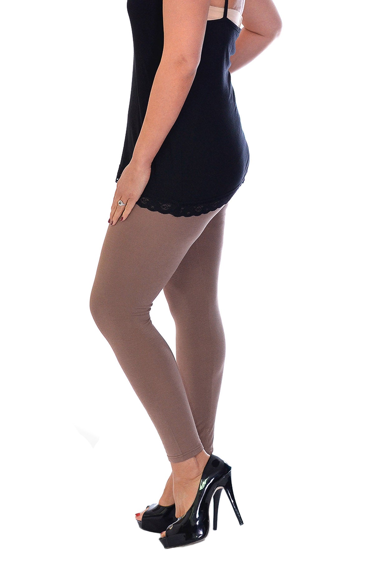 Blue Plus Size Plain Long Leggings For Women 16-18 - Dropwear