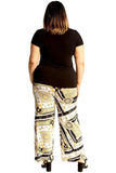 Plus Size Baroque Paisley Print Palazzo Trouser For Women  - Dropwear