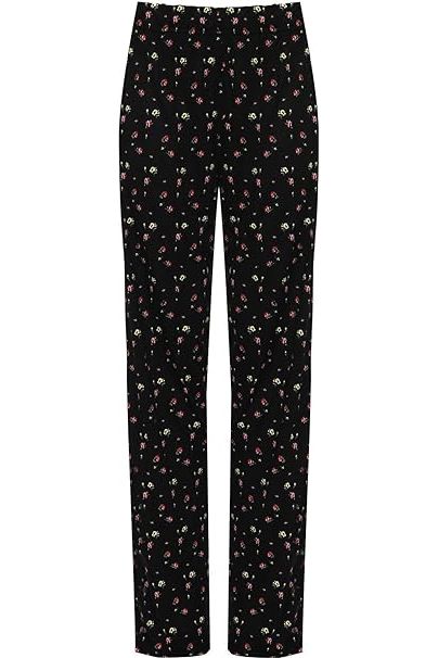 Yellow Yellow Floral Print Full Length Trouser For Women 14 - Dropwear