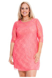 White Lace Lined 3/4 Knee Length Dress For Women 20 - Dropwear