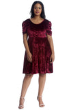 Royal Blue Plus Size Skater Style Velvet Cross Back Dress For Women 22-24 - Dropwear