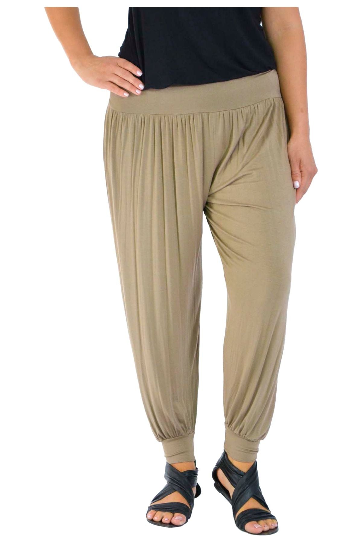 Green Plus Size Harem Trousers Full Length For Women 16-18 - Dropwear