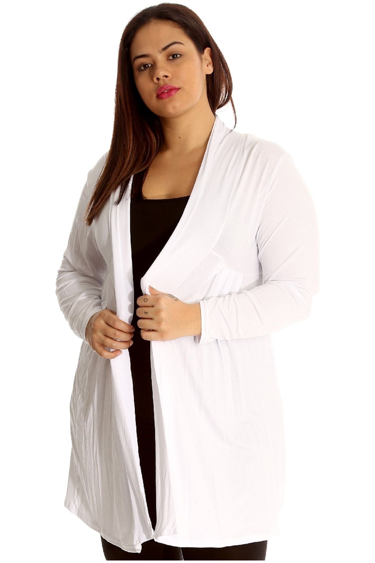 Plus Size Lace Back Open Pleated Cardigan For Women  - Dropwear