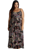Black Plus Size Paisley Print Frill Maxi Dress For Women 14 - Dropwear