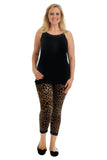 Leoprad Plus Size Cropped Leopard Lace Trim Leggings For Women 20-22 - Dropwear