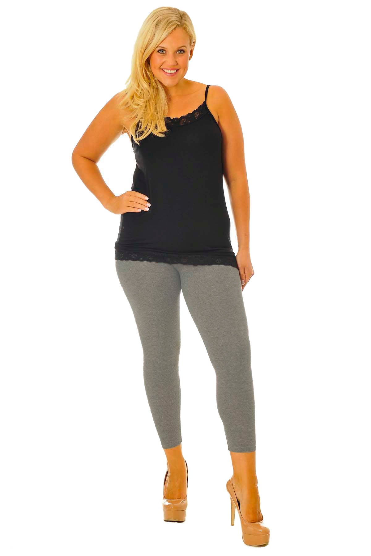 Purple Plus Size Plain Long Leggings For Women 20-22 - Dropwear