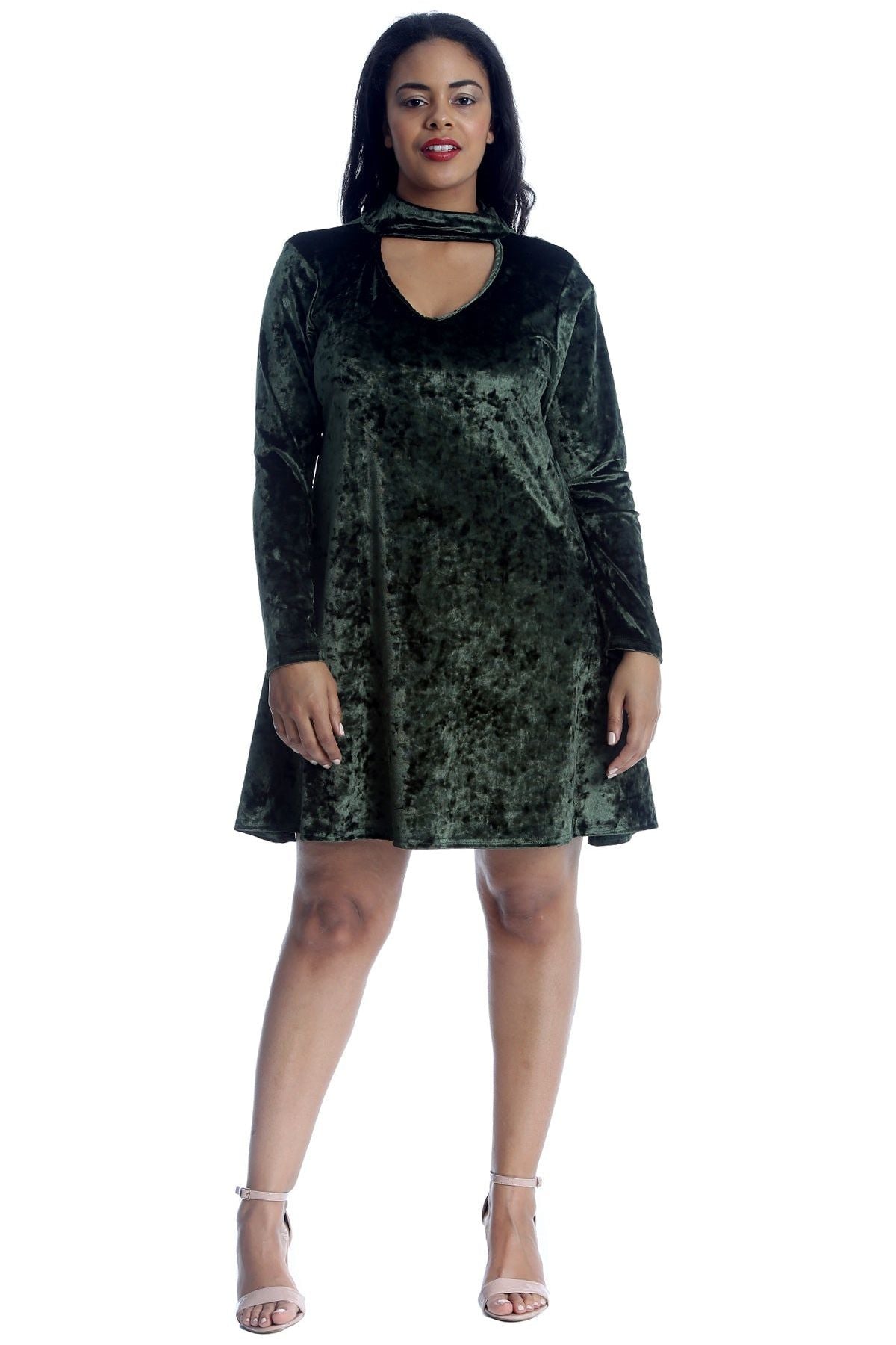 Mustard Plus Size Plain Velvet Swing Top For Women 18 - Dropwear
