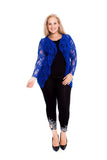 Purple Floral Lace Open Cardigan Waterfall Top For Women 18 - Dropwear