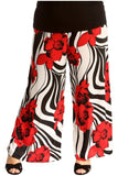 Red Plus Size Zebra Floral Print Palazzo Trouser For Women 16-18 - Dropwear