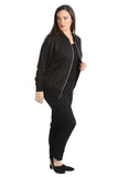 Black Plain Bomber Jacket Sleeve Top For Women 22-24 - Dropwear