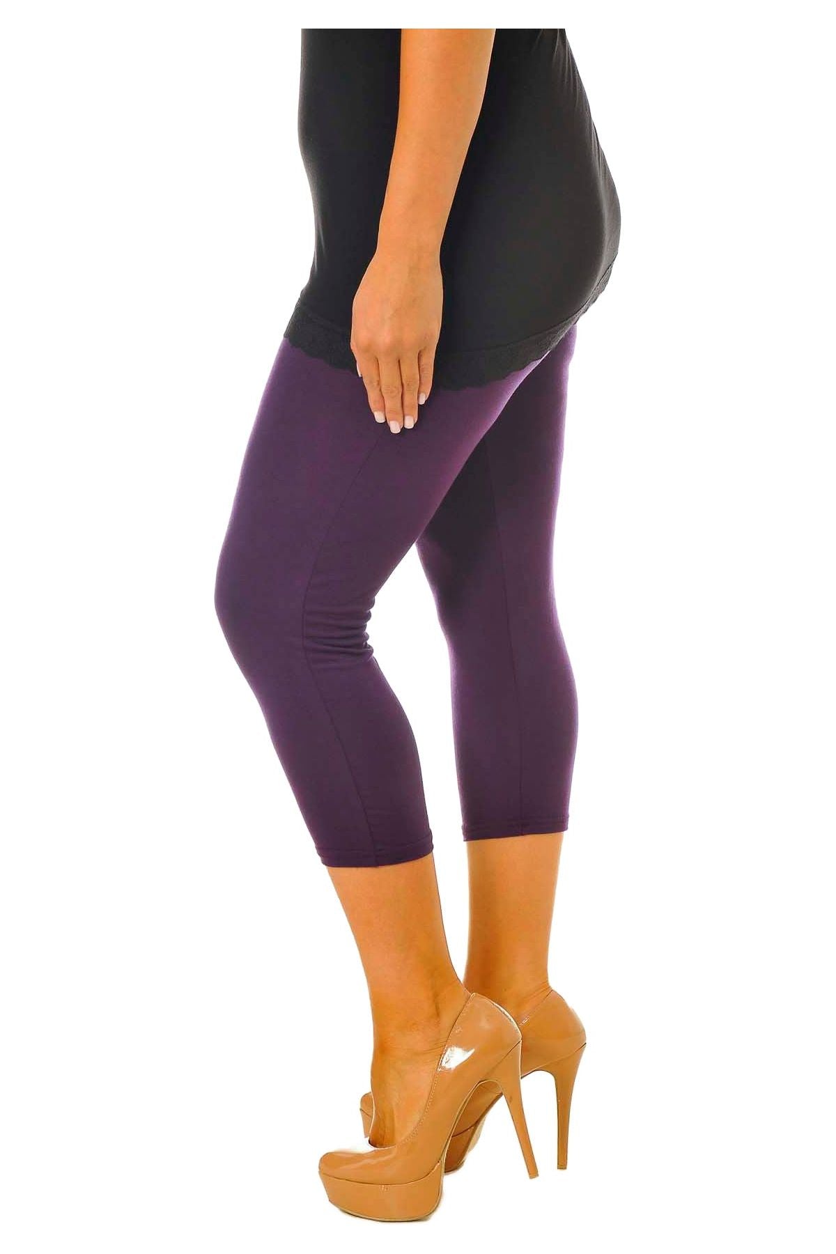 White Plus Size 3/4 Length Cropped Leggings For Women 20-22 - Dropwear
