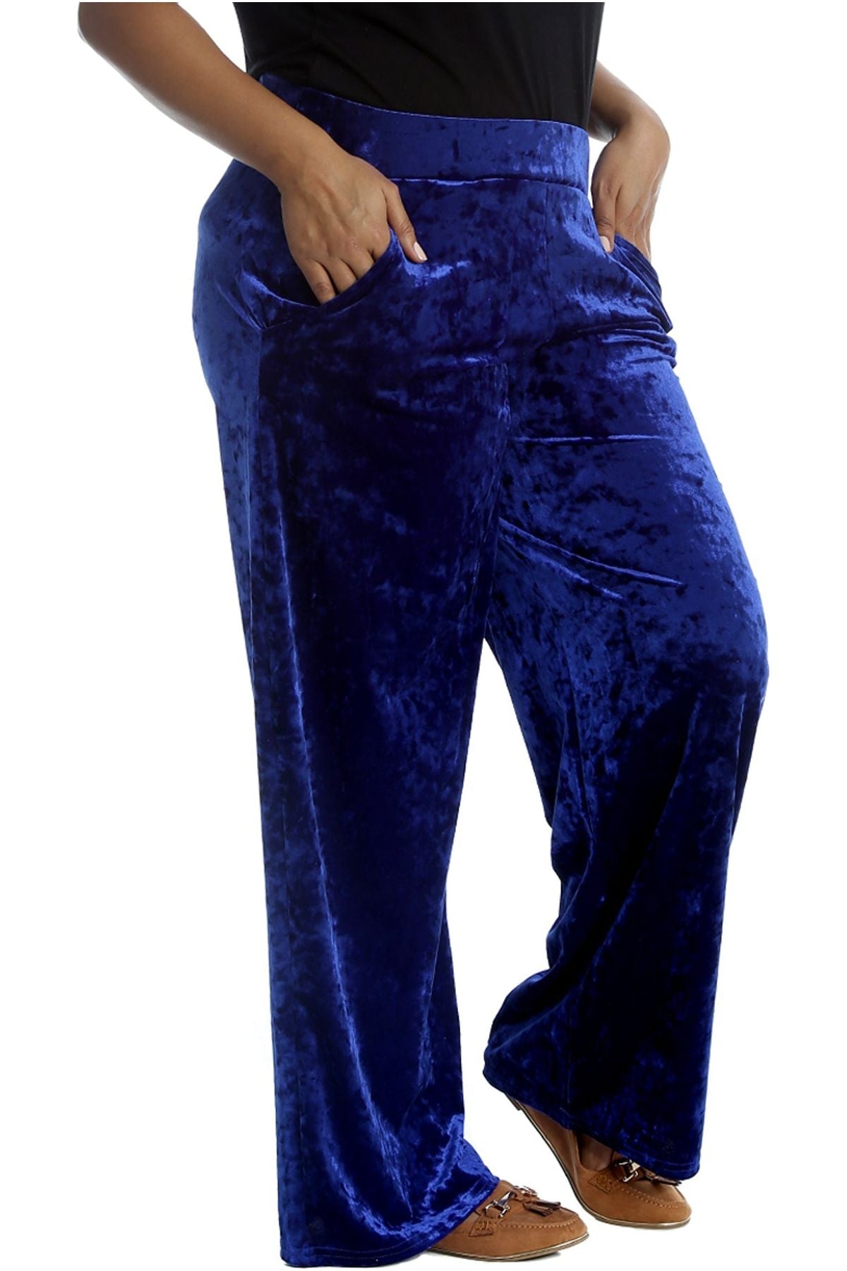 Velour Velvet Wide Flared Leg Pocket Palazzo For Women  - Dropwear