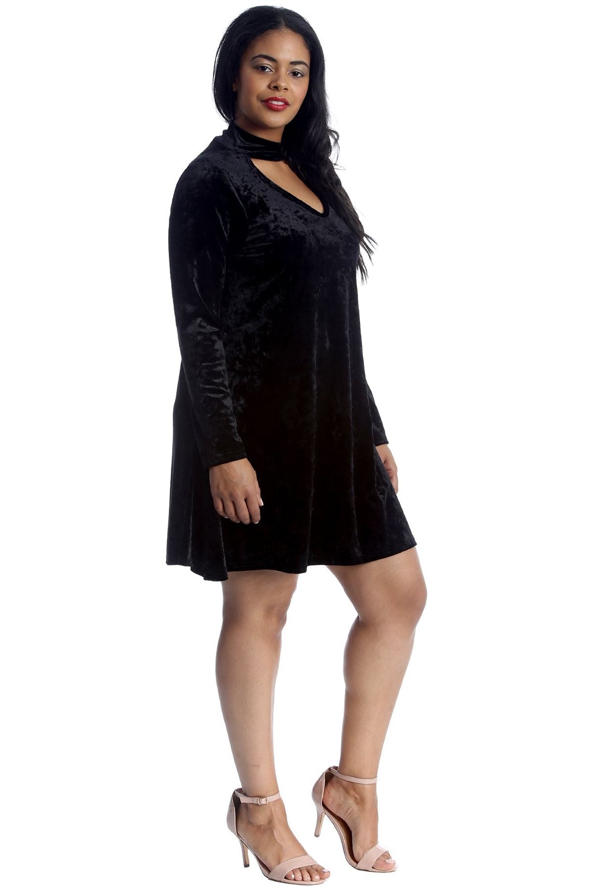 Green Plus Size Plain Velvet Swing Top For Women 16 - Dropwear