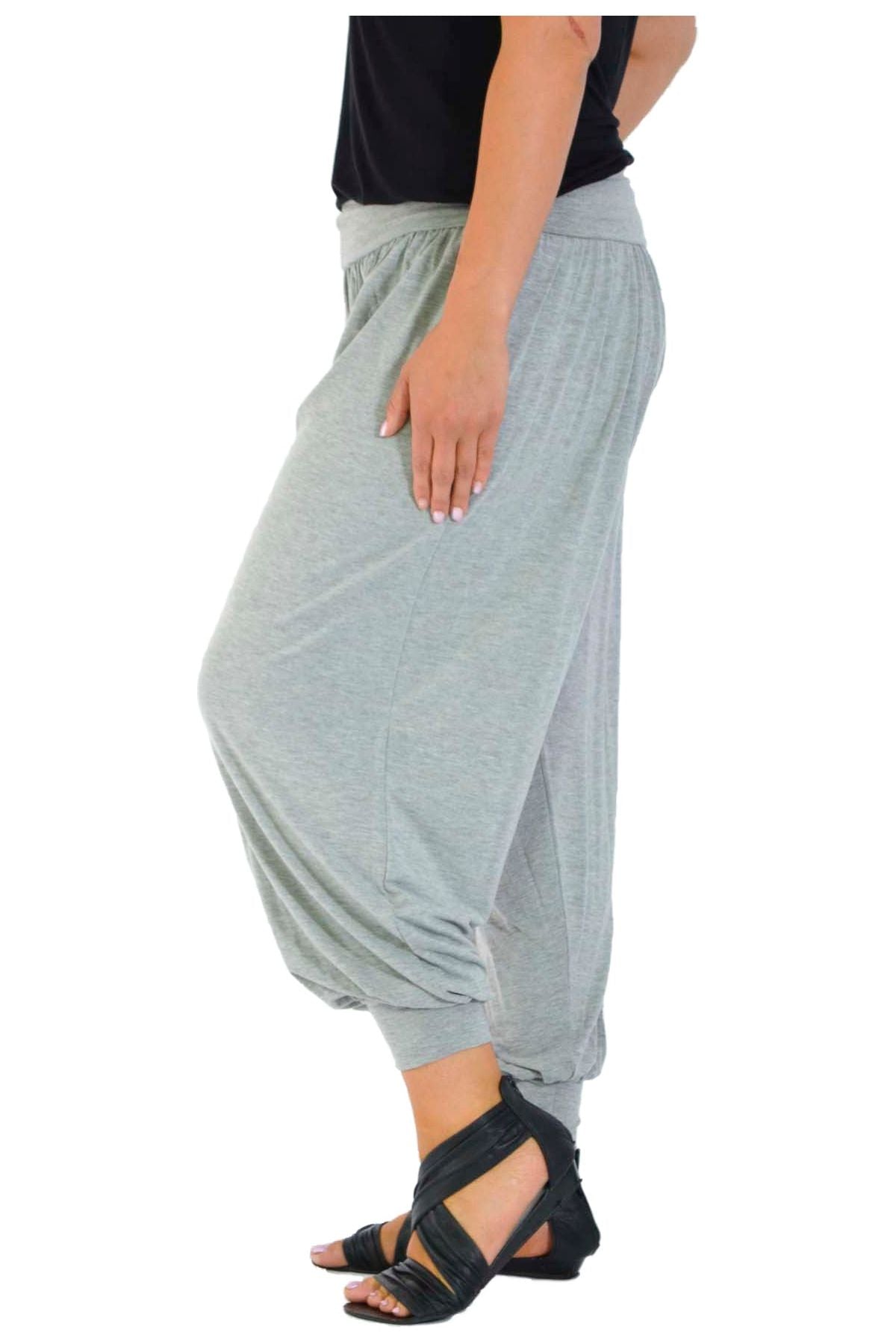 Charcoal Plus Size Harem Trousers Full Length For Women 20-22 - Dropwear