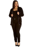 Black Long Sleeve Velour Velvet Bomber Jacket For Women 22-24 - Dropwear