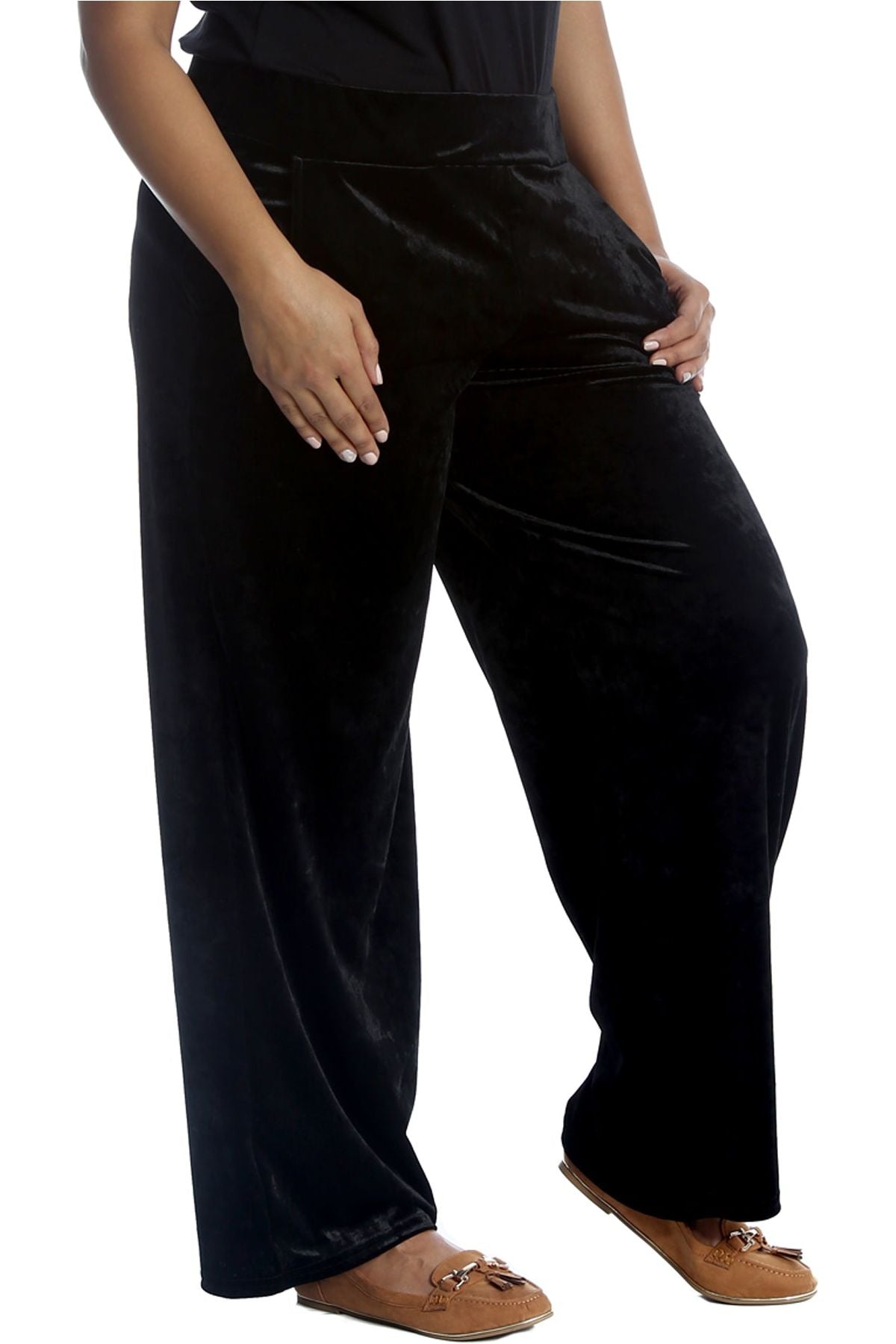 Wine Velour Velvet Wide Flared Leg Pocket Palazzo For Women 12-14 - Dropwear